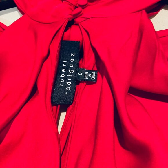 Robert Rodriguez Cherry Red Silk Off Shoulder Top - Picture 7 of 8